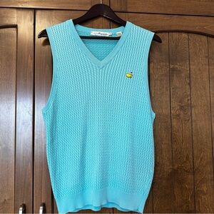 Vintage Magnolia Lane Masters Golf turquoise Cable Knit Sweater Vest Size Large